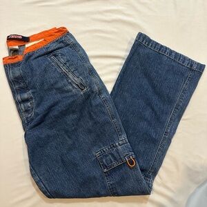 Vintage B.U.M. Equipment Cargo Jeans 90s Y2K Blue Denim Utility Pants